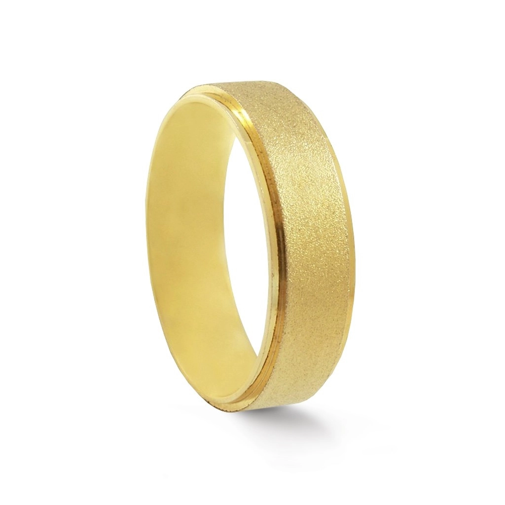 Aliança de Casamento em Ouro 18K Fosca com Borda Polida