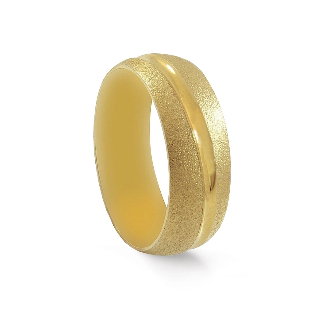 Aliança de Casamento em Ouro 18K Fosca com Friso