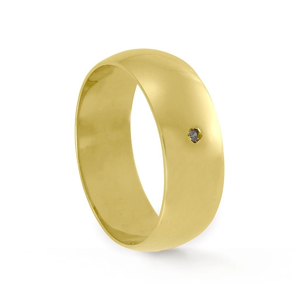 Aliança de Ouro 18K 7 mm com Brilhante