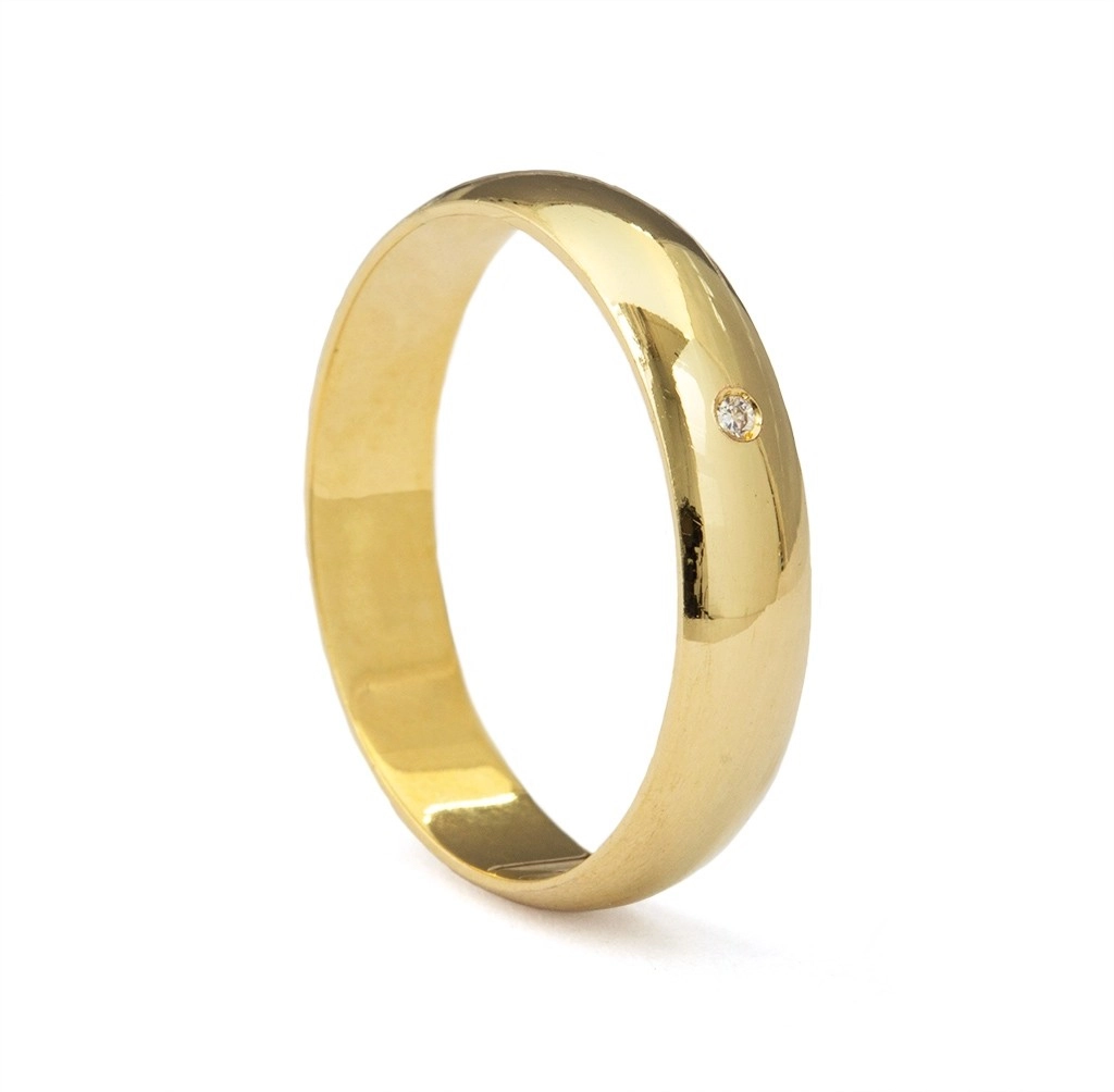 Aliança de Ouro 18K Bold com Brilhante