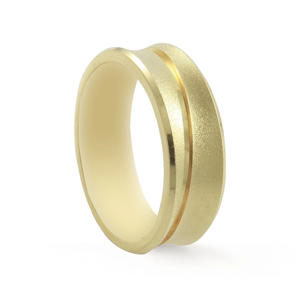 Aliança de Ouro 18K com Friso Polido no Centro