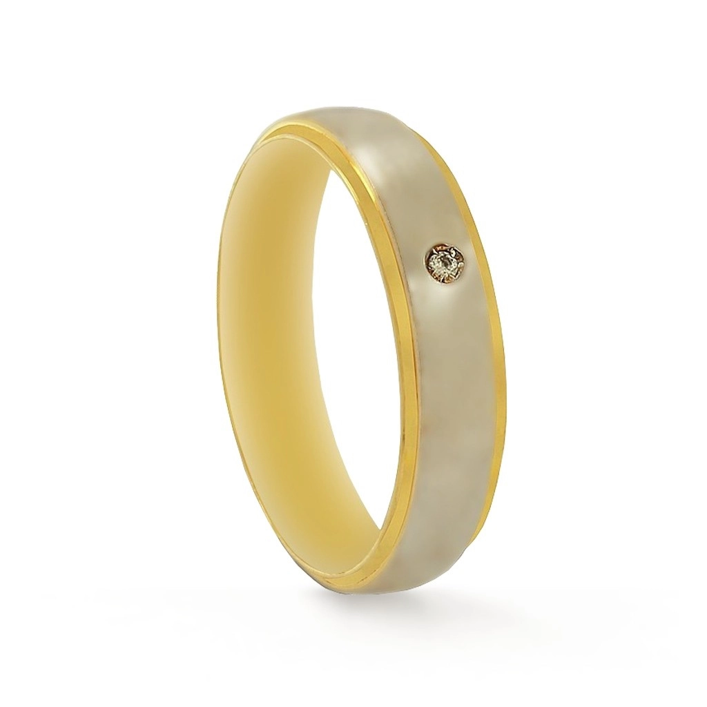Aliança de Ouro 18K com Ouro Branco e Brilhante