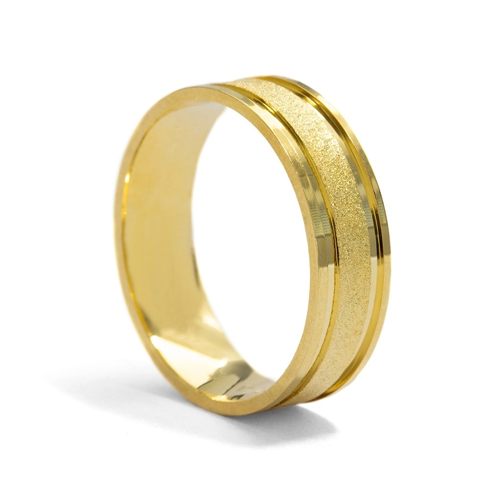 Aliança de Ouro 18K com Trabalhado Fosco
