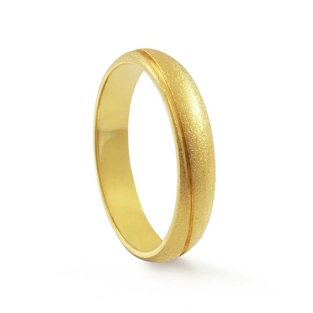Aliança de Ouro 18k Fosca com Friso Polido