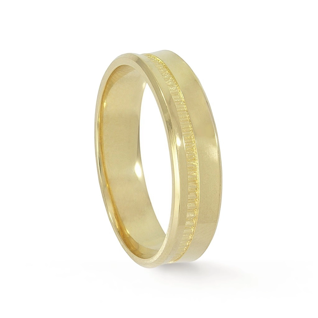 Aliança de Ouro 18k Luxury Bold Trabalhada na Lateral
