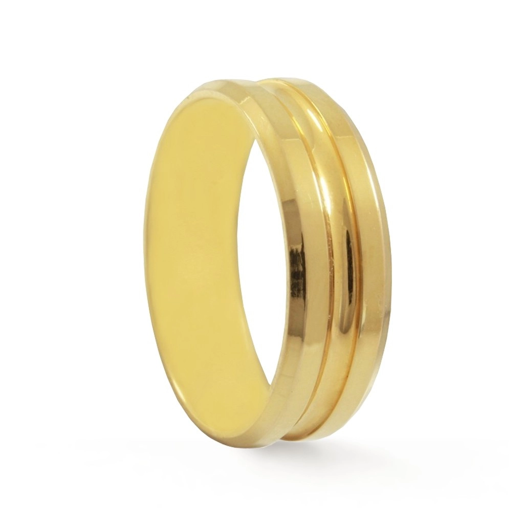 Aliança de Ouro 18K Polida com Friso