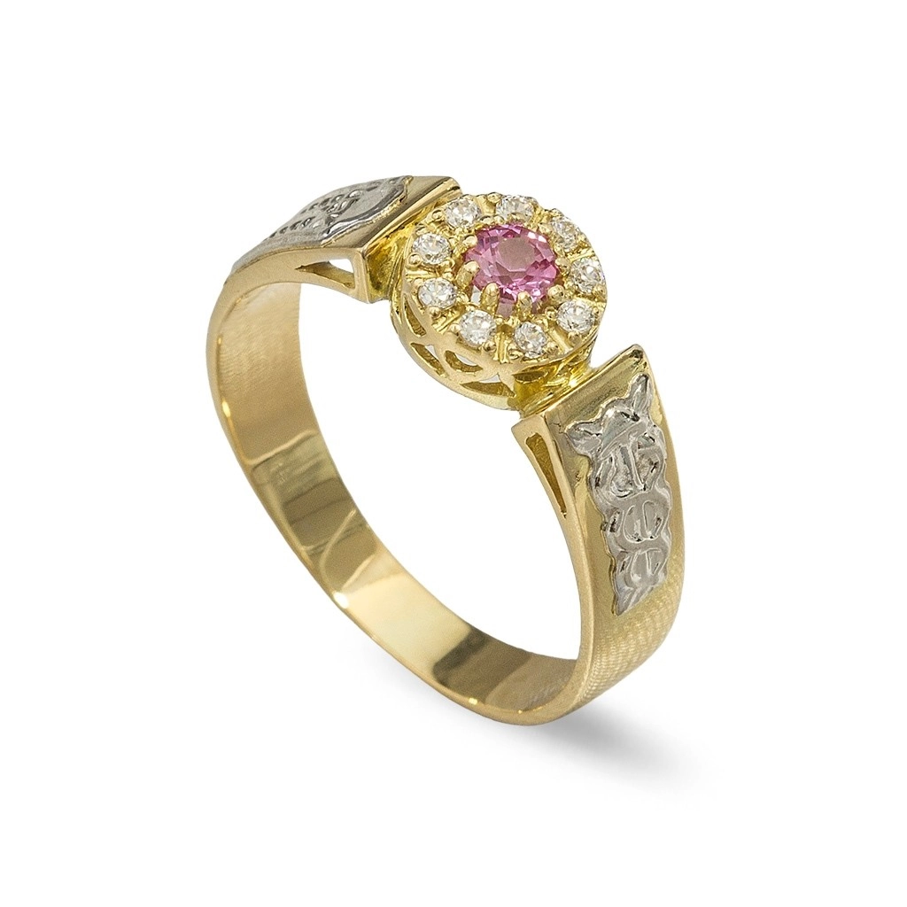 Anel de Formatura em Ouro 18k Trabalhado com Zircônia Redonda