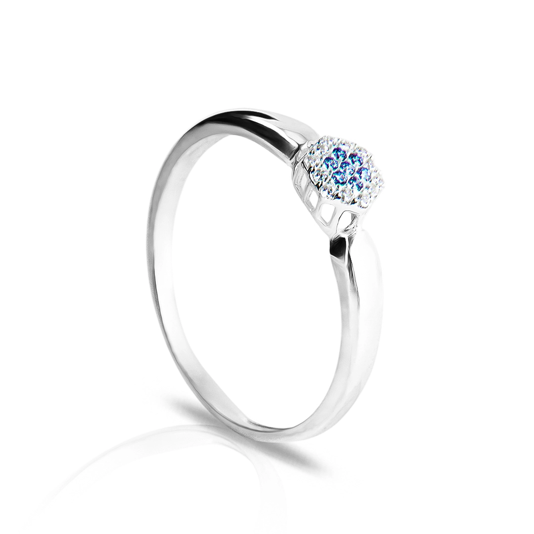 Anel De Formatura Em Prata Com Zircônia Safira E Zircônias Cristal Cravejadas
