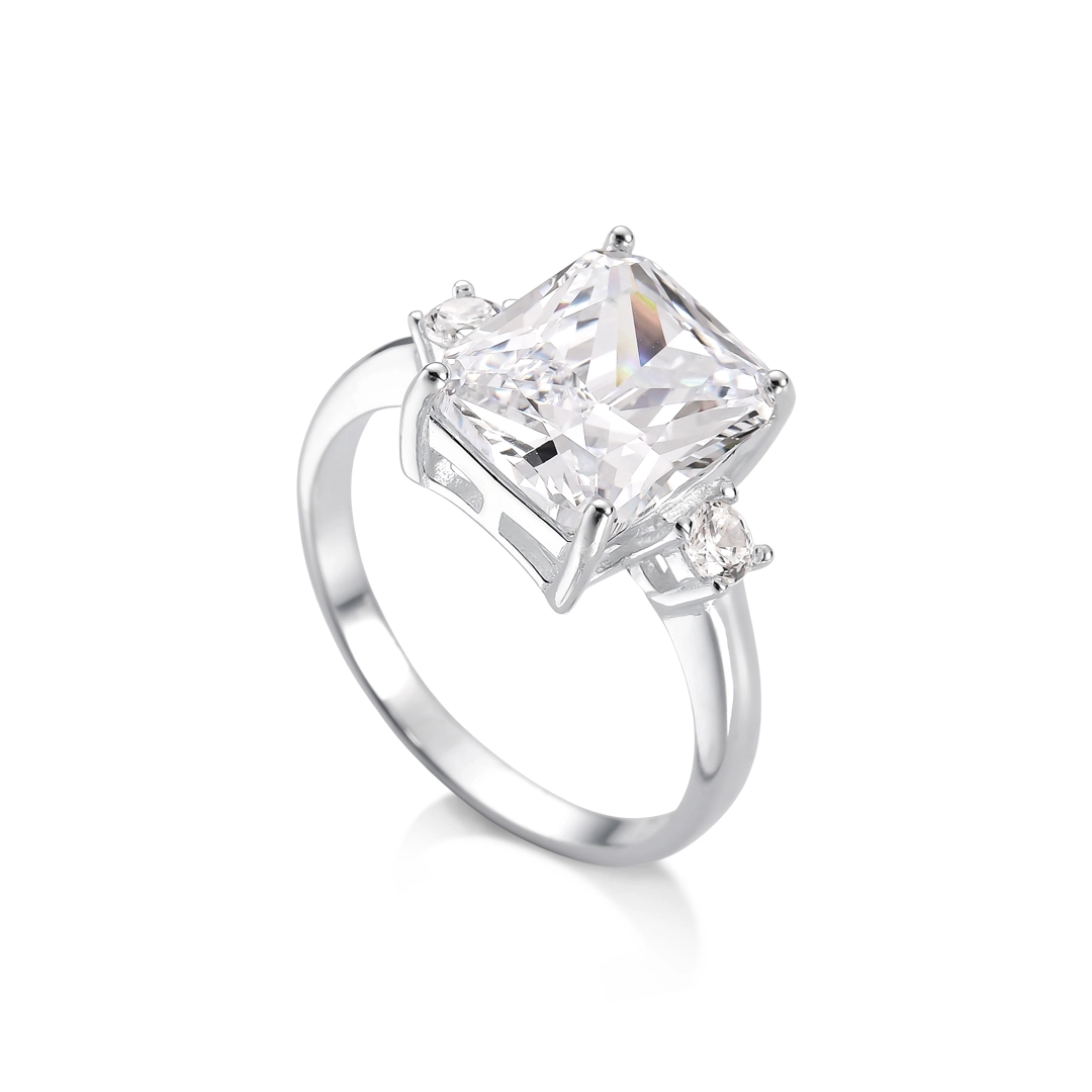 Anel de Prata Blend Collection com Zircônia Cristal Retangular