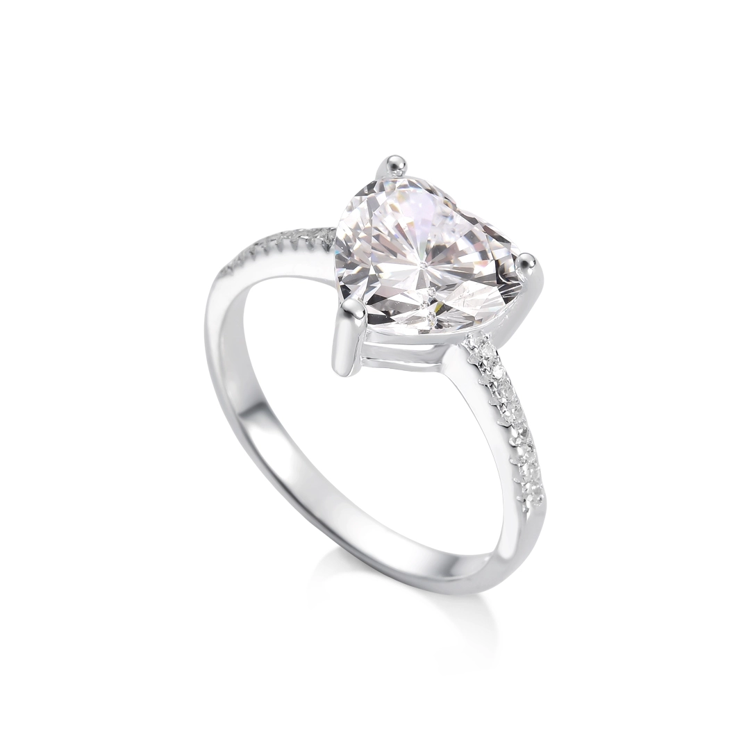 Anel de Prata Blend Collection Espelhado Coração com Zircônia Cristal