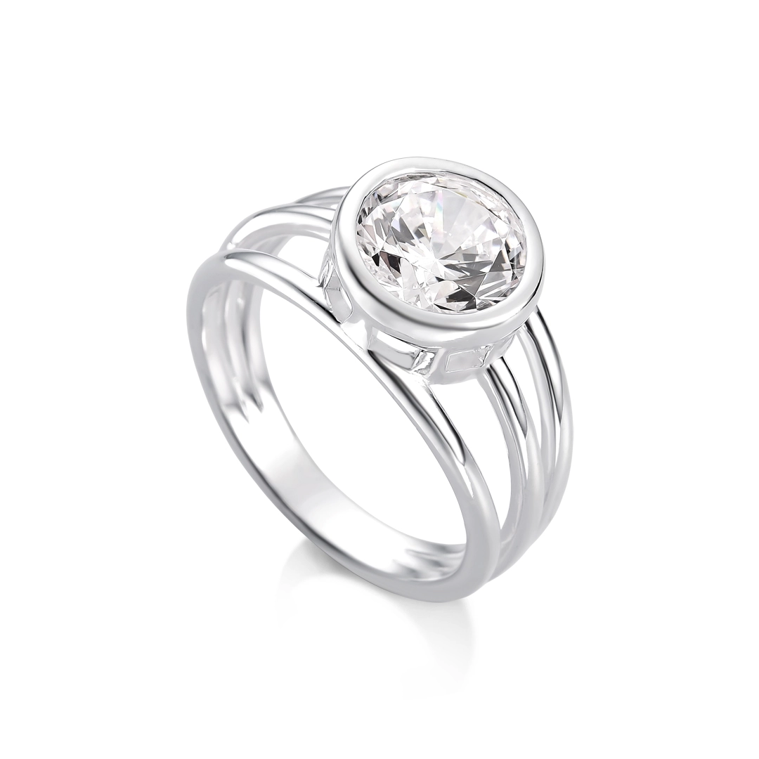 Anel de Prata Blend Collection Três Fios com Zircônia Cristal