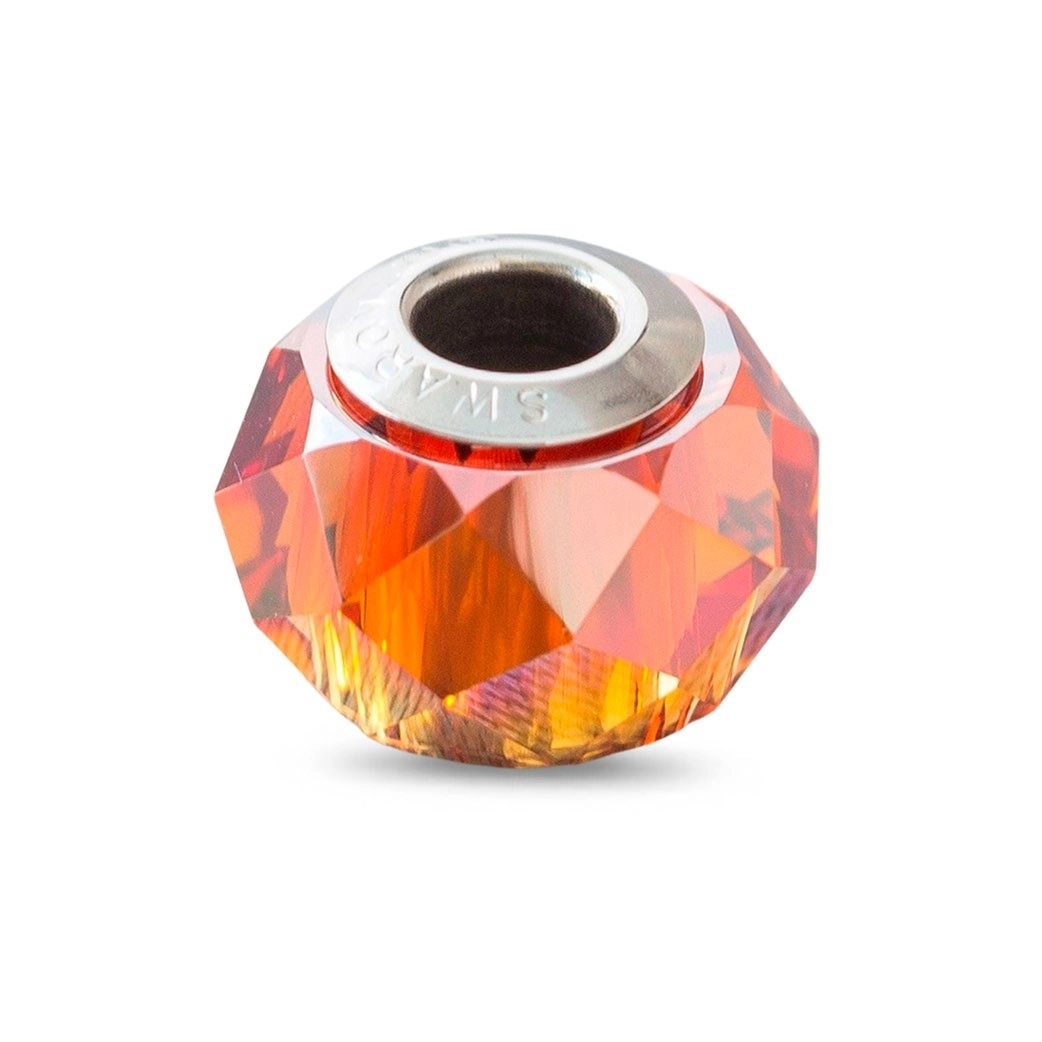 Berloque de Aço Symbol com Cristal Facetado Vermelho