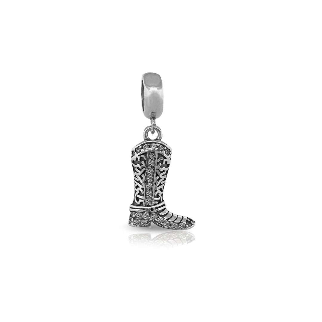 Berloque de Prata Balanço com Bota e Zircônia Cristal