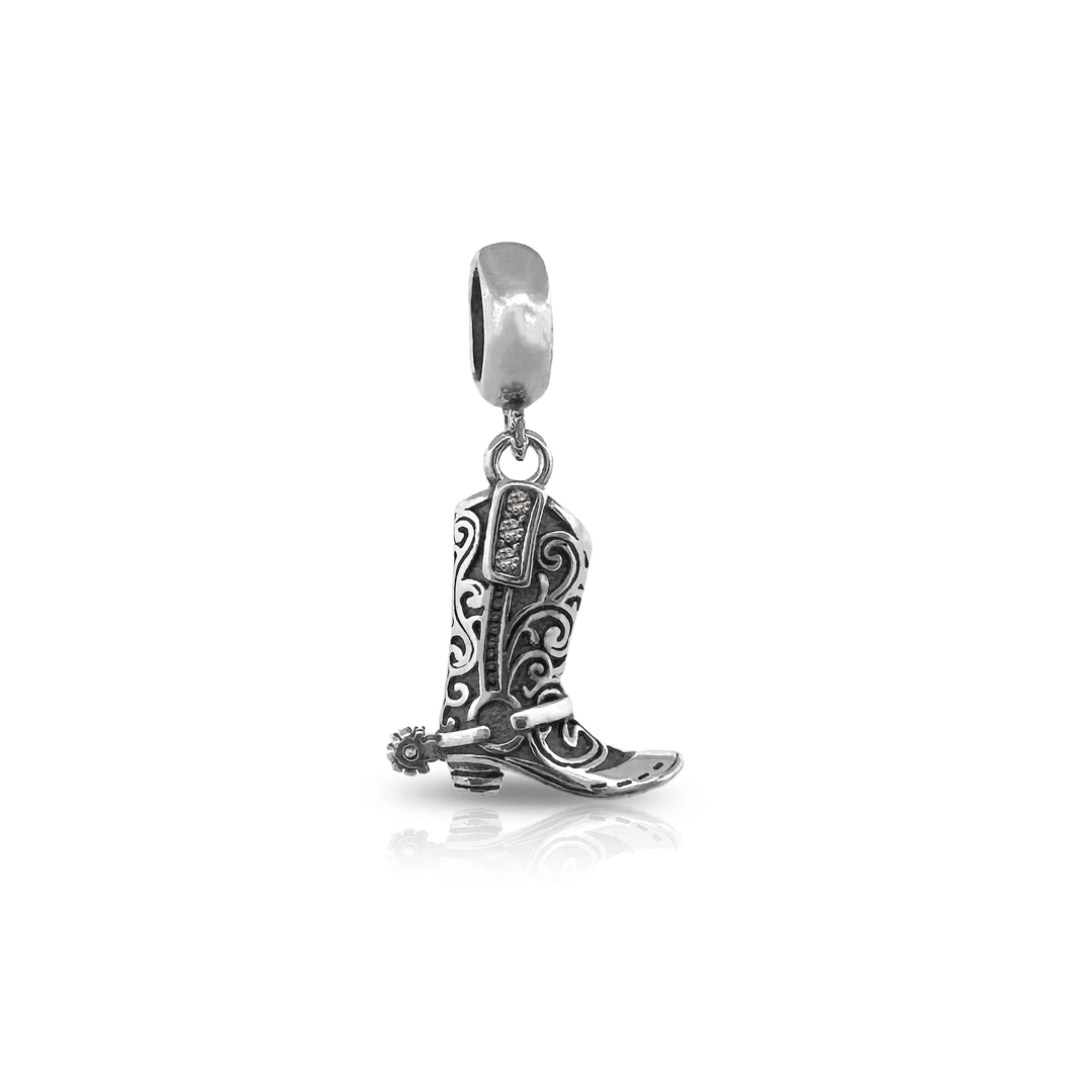 Berloque de Prata Balanço com Bota e Zircônia Cristal