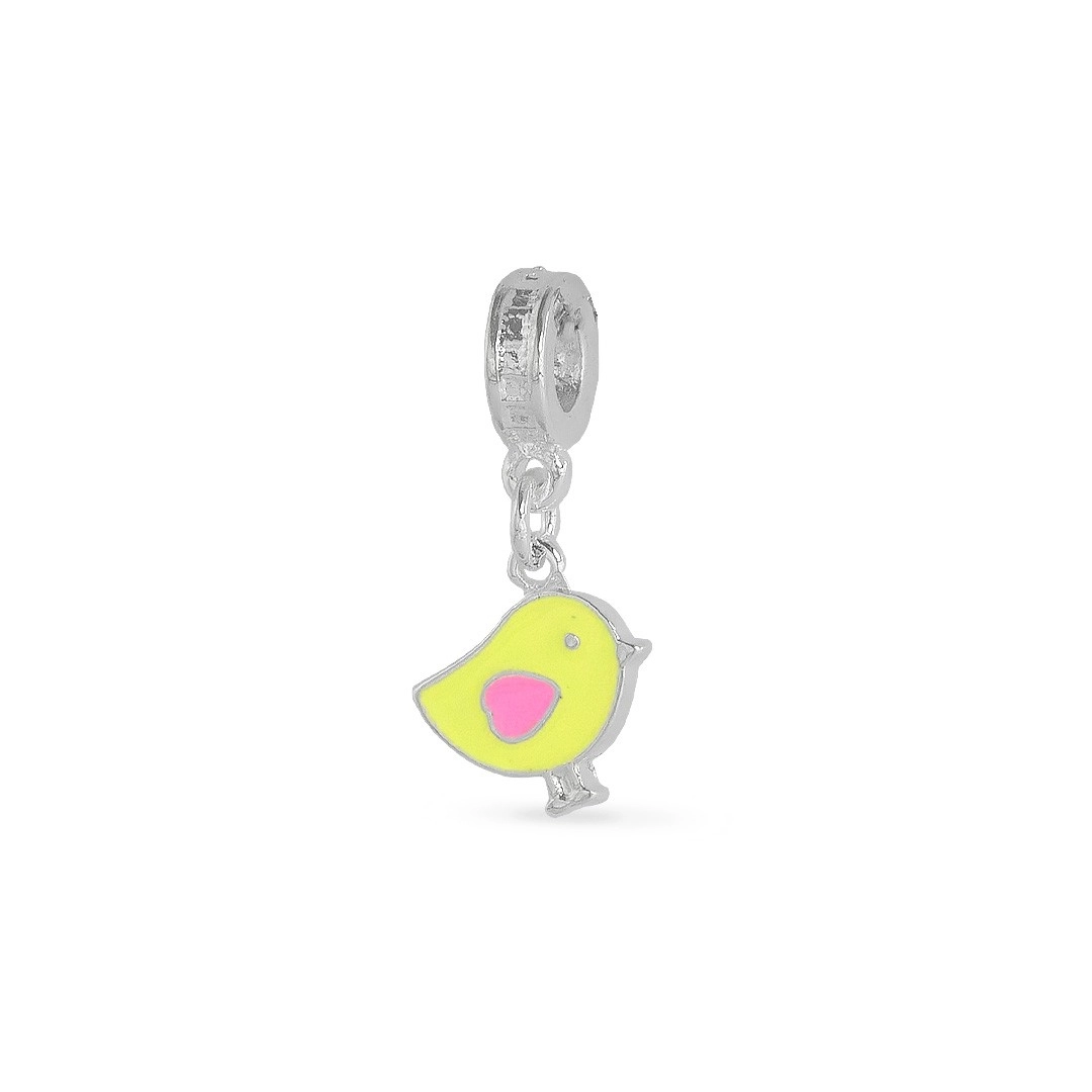 Berloque de Prata Leve com Pintinho Amarelo