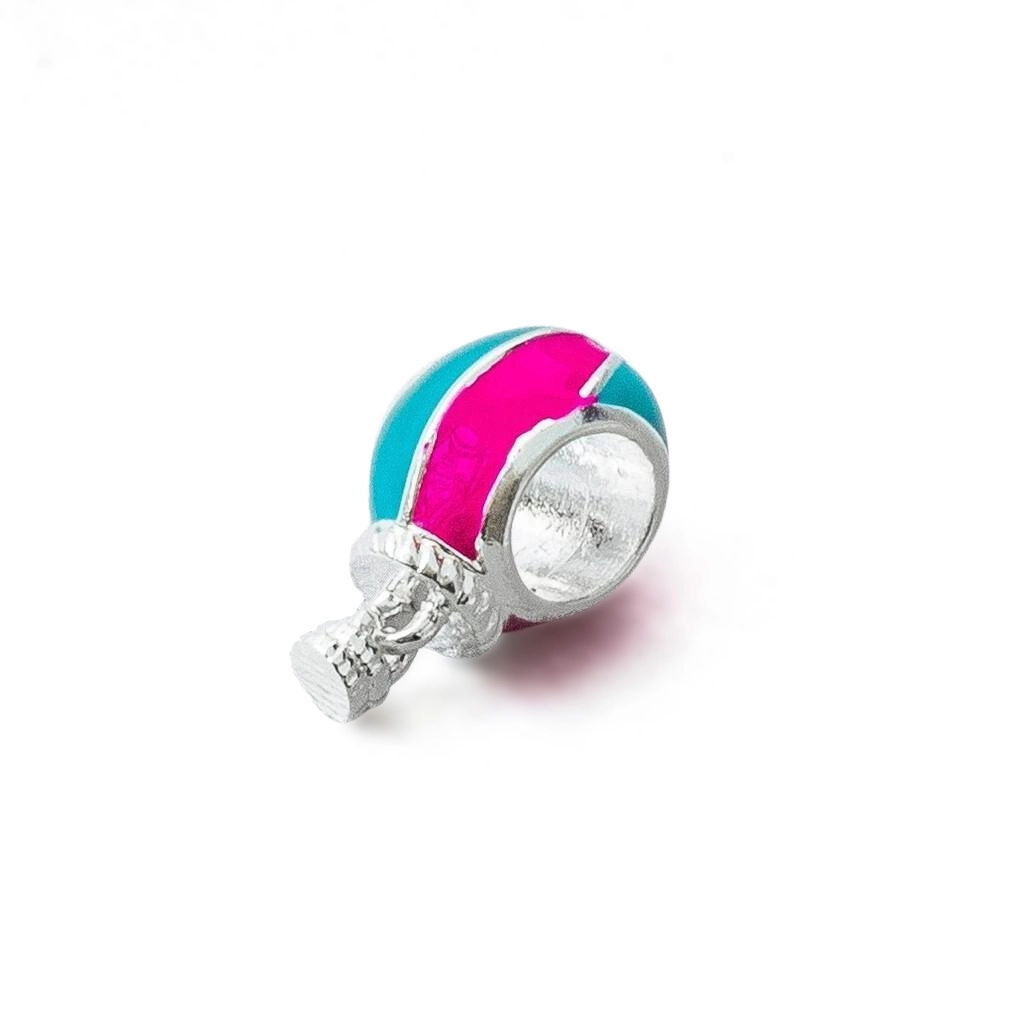 Berloque de Prata Leve Symbol Infantil Balão Rosa e Azul