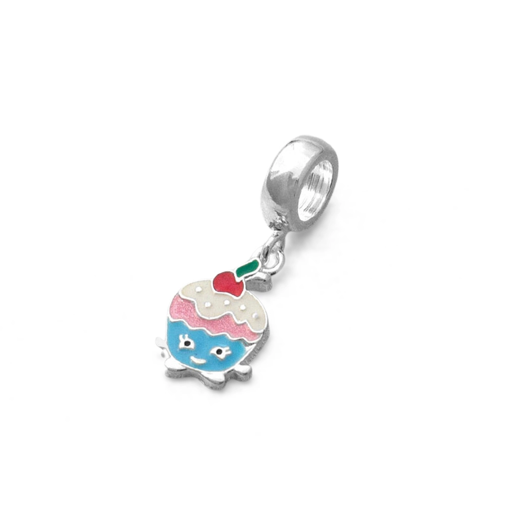 Berloque de Prata Leve Symbol Kids Cupcake com Rostinho