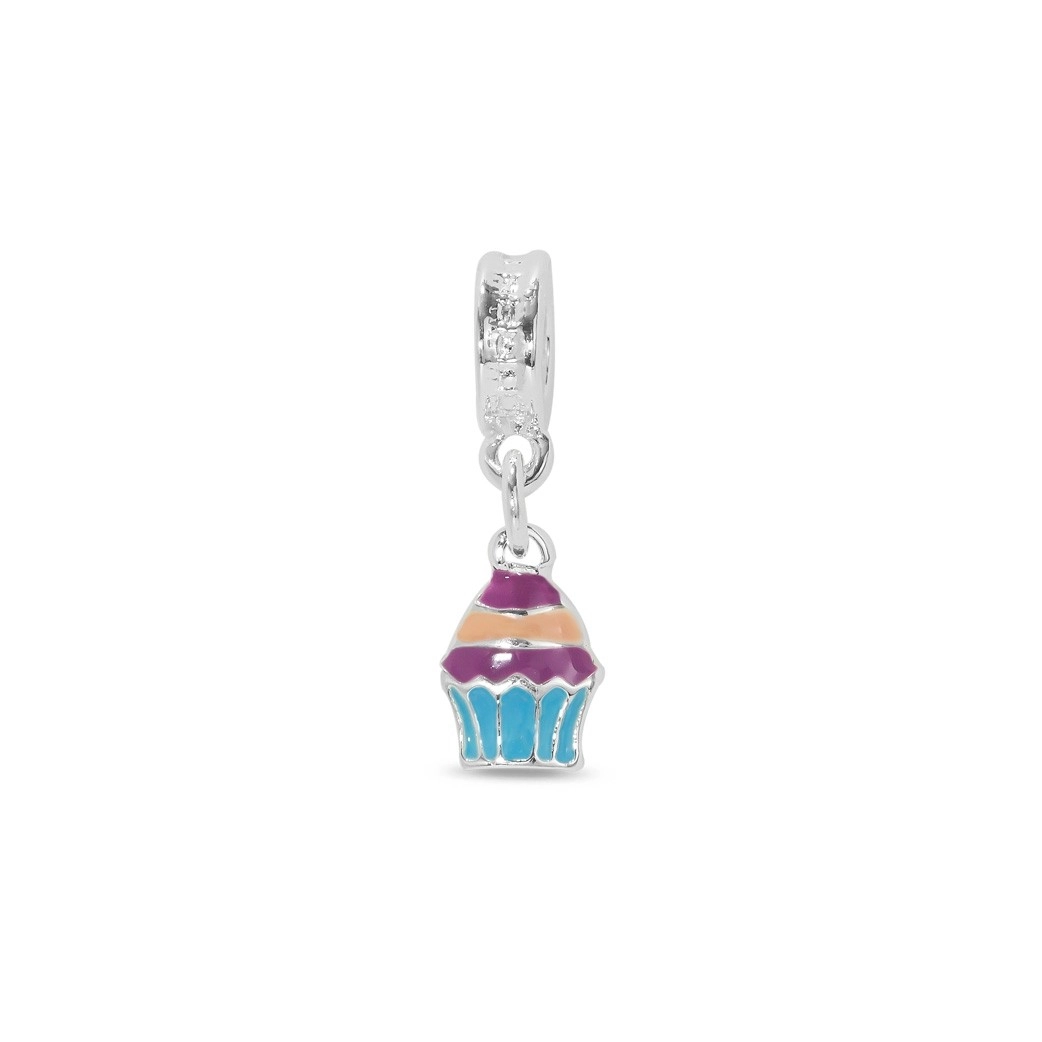 Berloque de Prata Leve Symbol Kids Cupcake Esmaltado