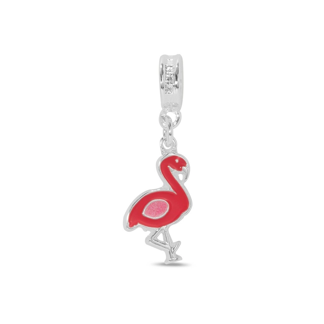 Berloque de Prata Leve Symbol Kids Flamingo Esmaltado