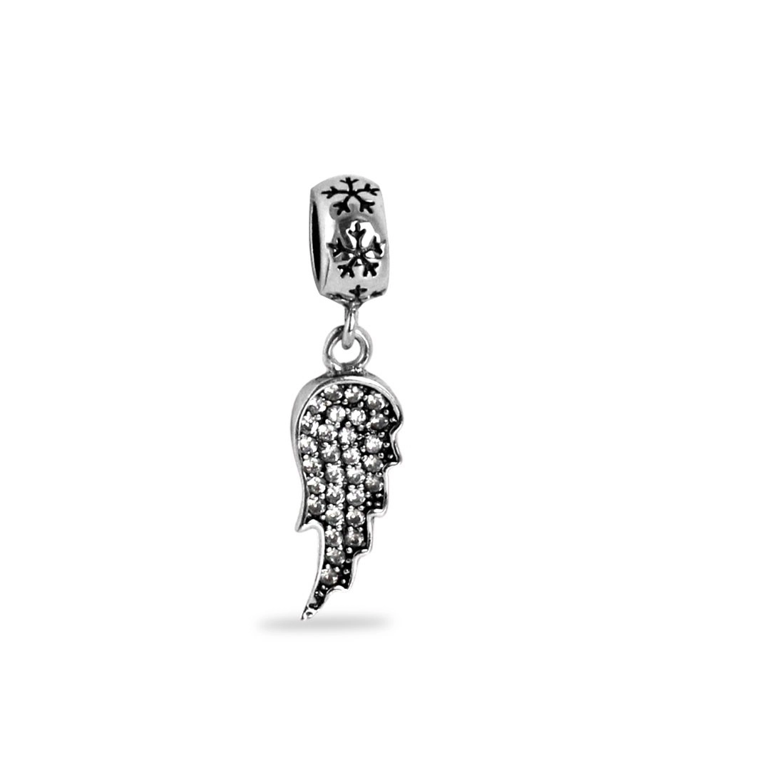 Berloque de Prata Symbol Balanço Asa com Zircônia Cristal