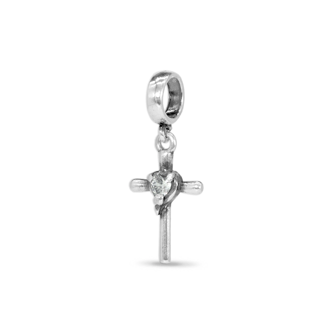 Berloque de Prata Symbol Balanço com Cruz e Zircônia Cristal