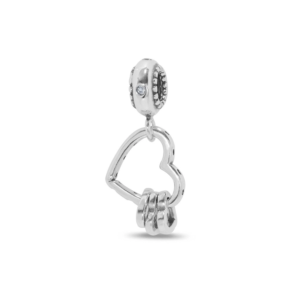 Berloque de Prata Symbol Balanço Coração com Zircônia Cristal