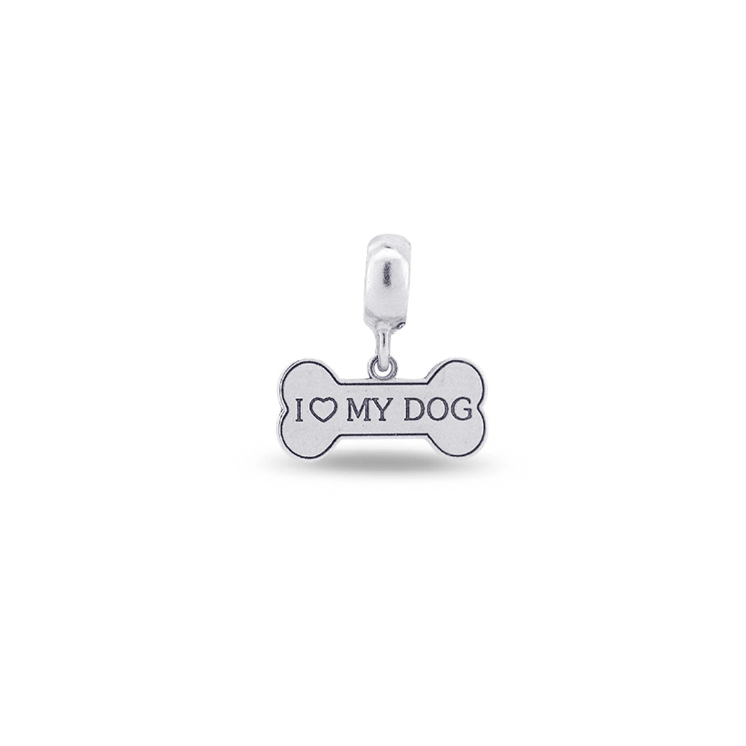 Berloque de Prata Symbol Balanço I Love My Dog á Laser 