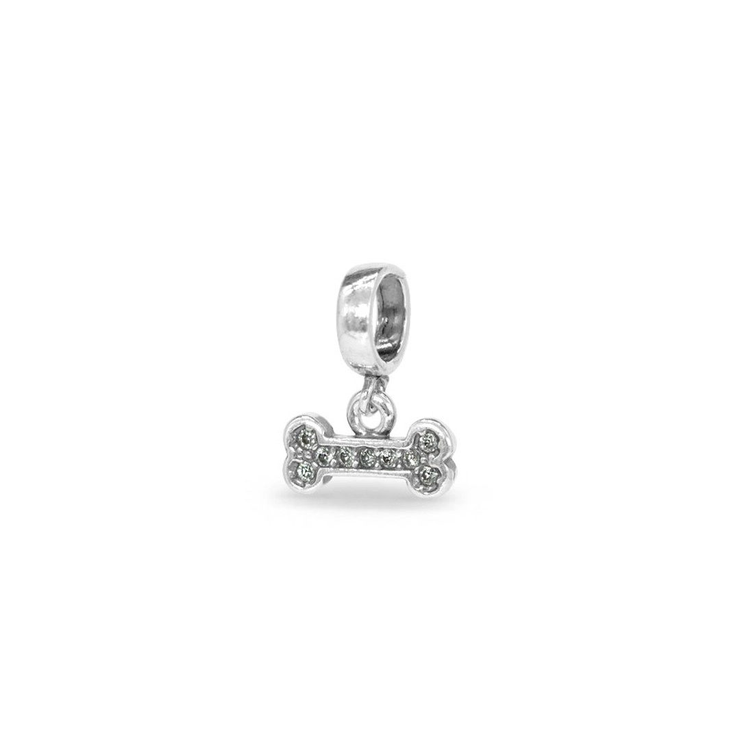 Berloque de Prata Symbol Balanço Osso Envelhecido com Zircônia Cristal P