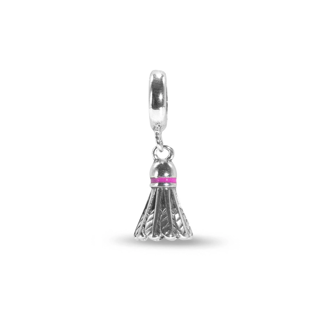 Berloque de Prata Symbol Balanço Peteca com Resina Rosa