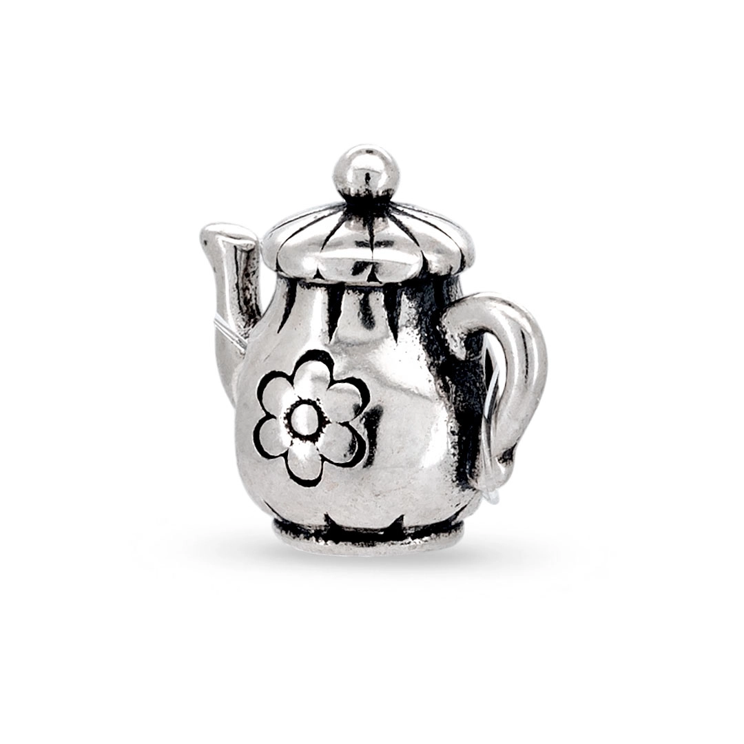 Berloque De Prata Bule com Flor Envelhecida 