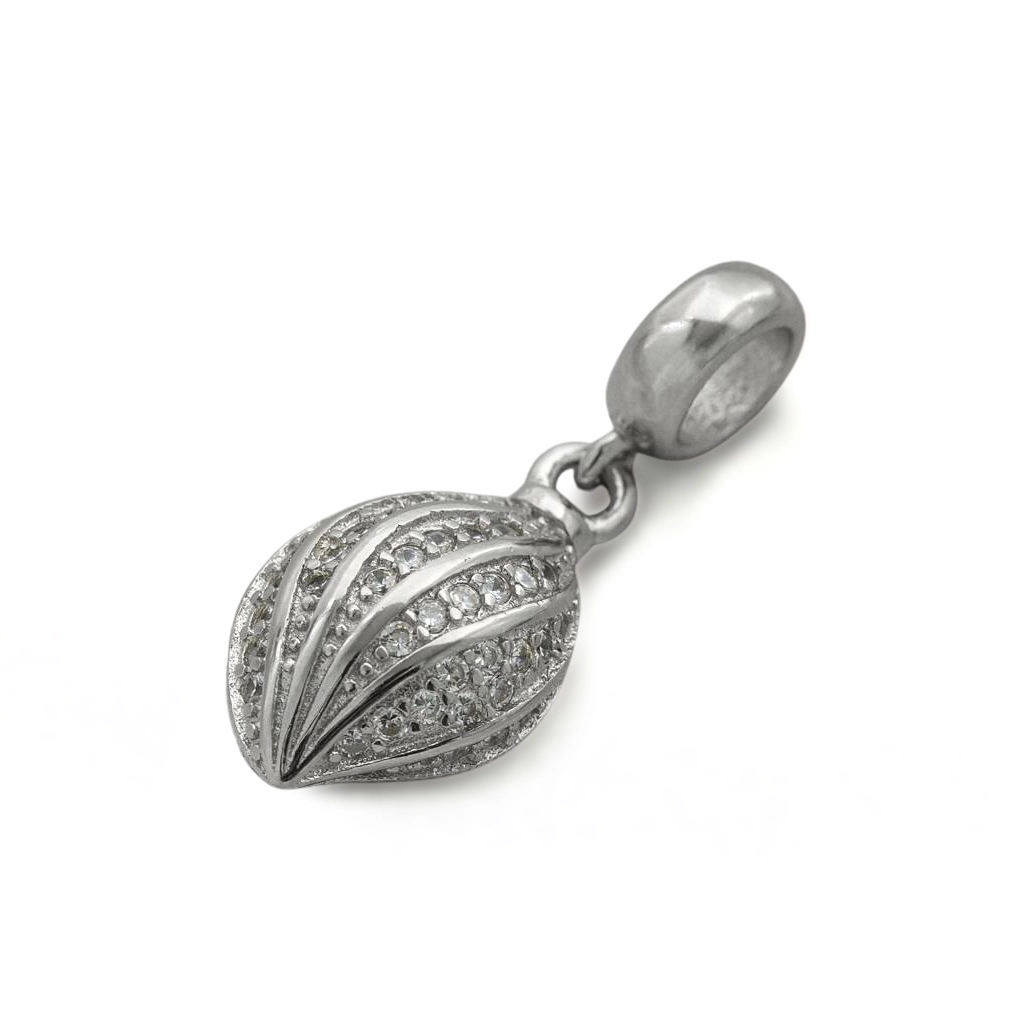 Berloque de Prata Symbol Caramujo com Zircônia Cristal