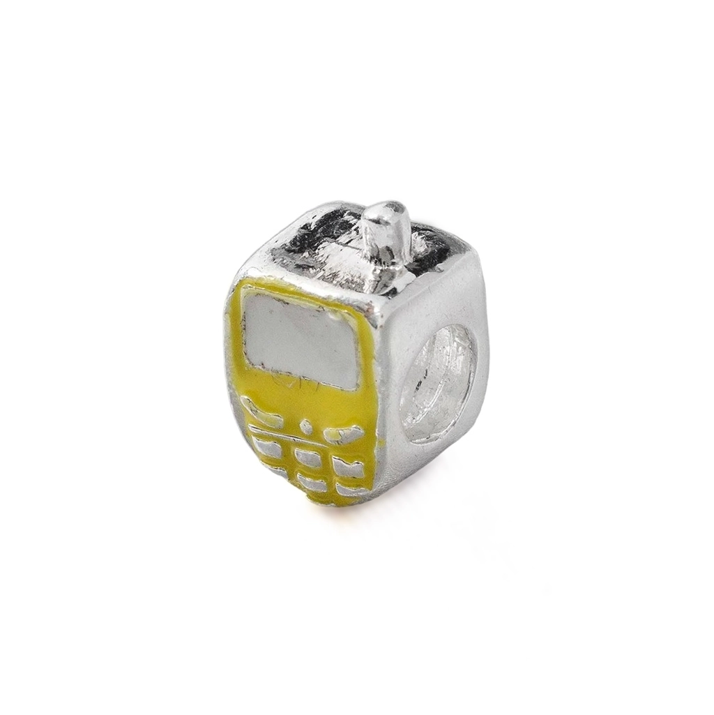 Berloque de Prata Symbol Celular Amarelo Esmaltado