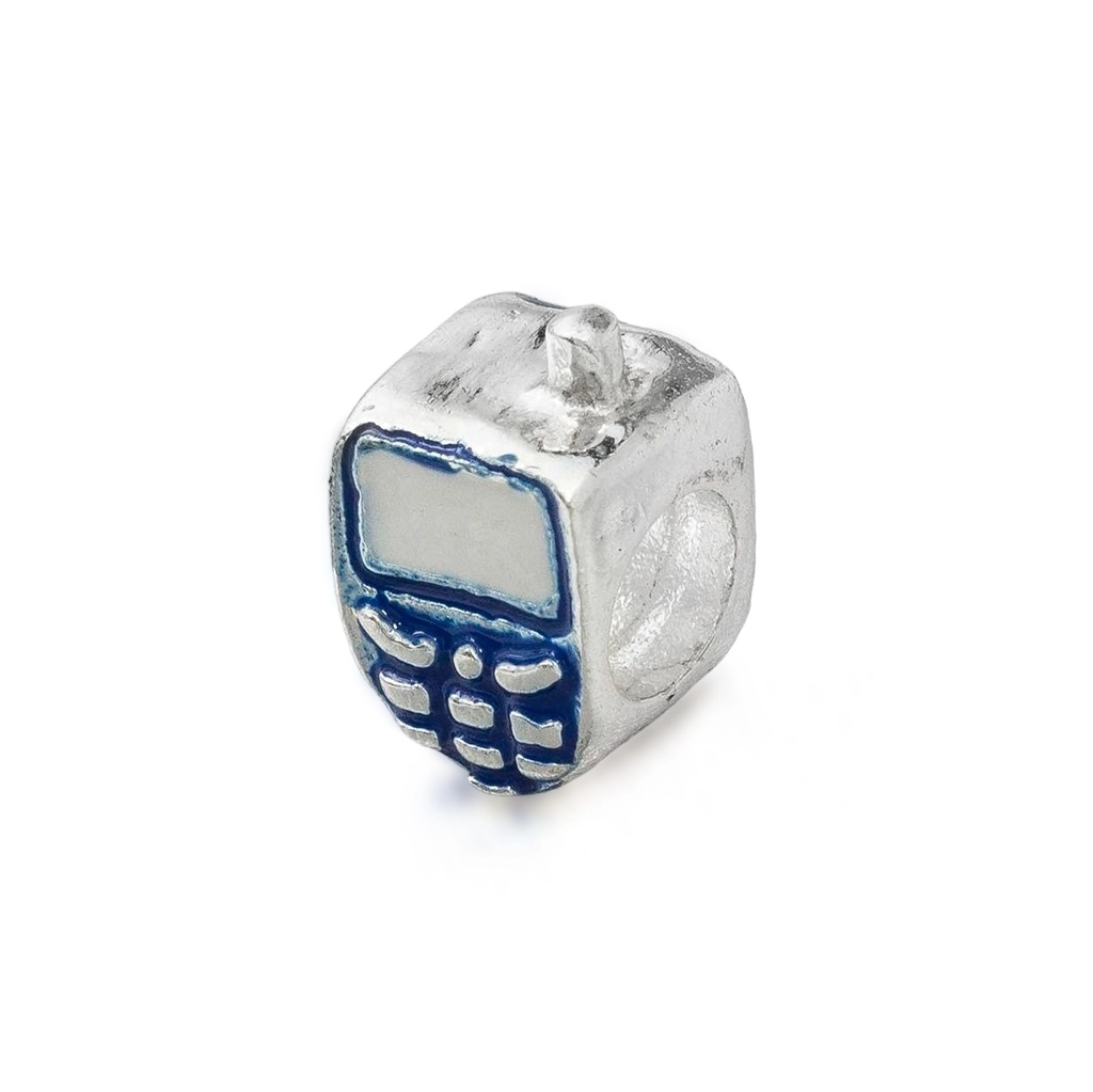 Berloque de Prata Symbol Celular Azul Escuro Esmaltado