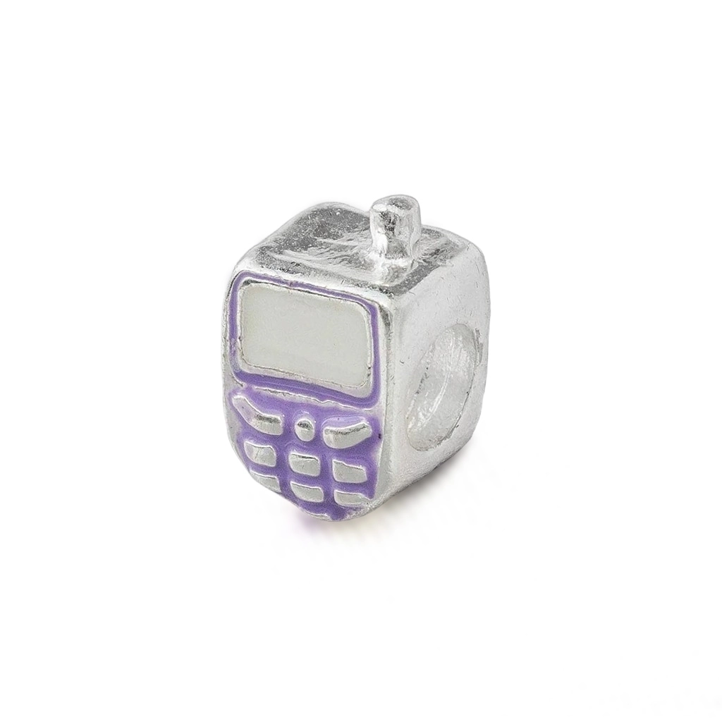 Berloque de Prata Symbol Celular Lilás Esmaltado