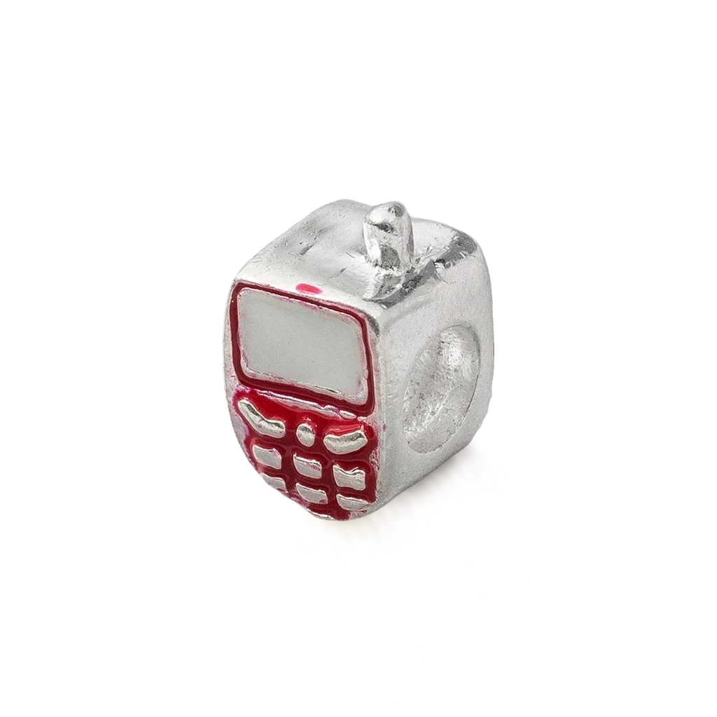 Berloque de Prata Symbol Celular Vermelho Esmaltado