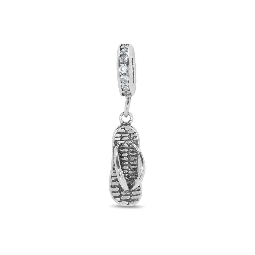 Berloque de Prata Symbol Chinelo com Zircônia Cristal