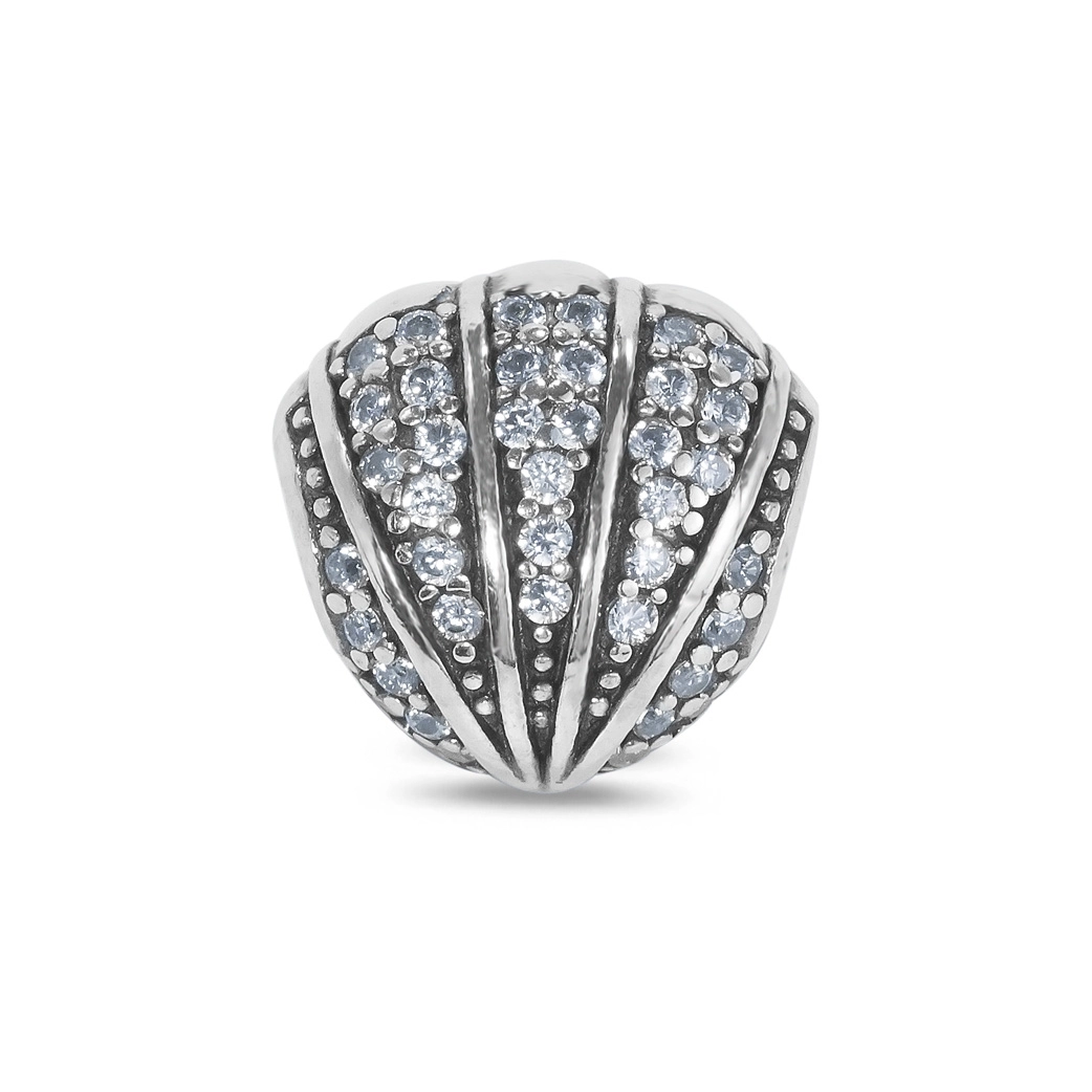 Berloque de Prata Concha com Zircônia Cristal