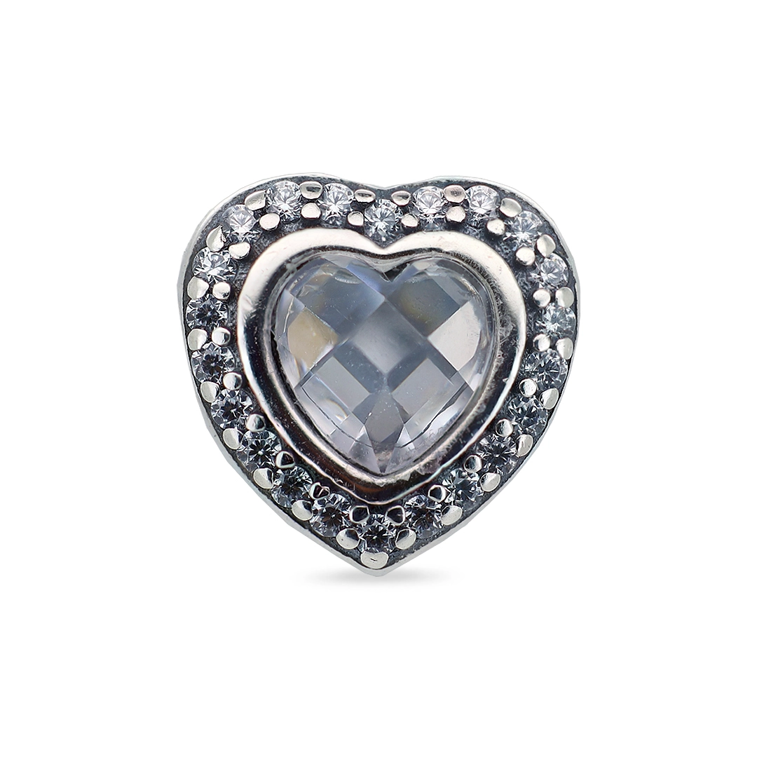 Berloque de Prata Symbol Coração com Zircônia Cristal 