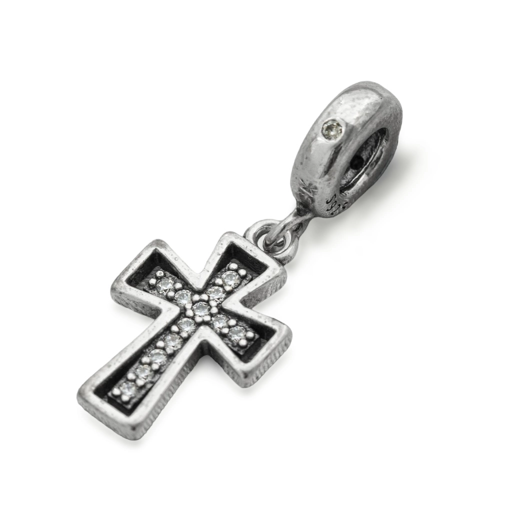 Berloque de Prata Symbol Cruz com Zircônia Cristal
