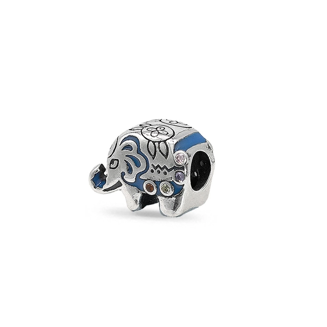 Berloque de Prata Elefante com Resina Azul