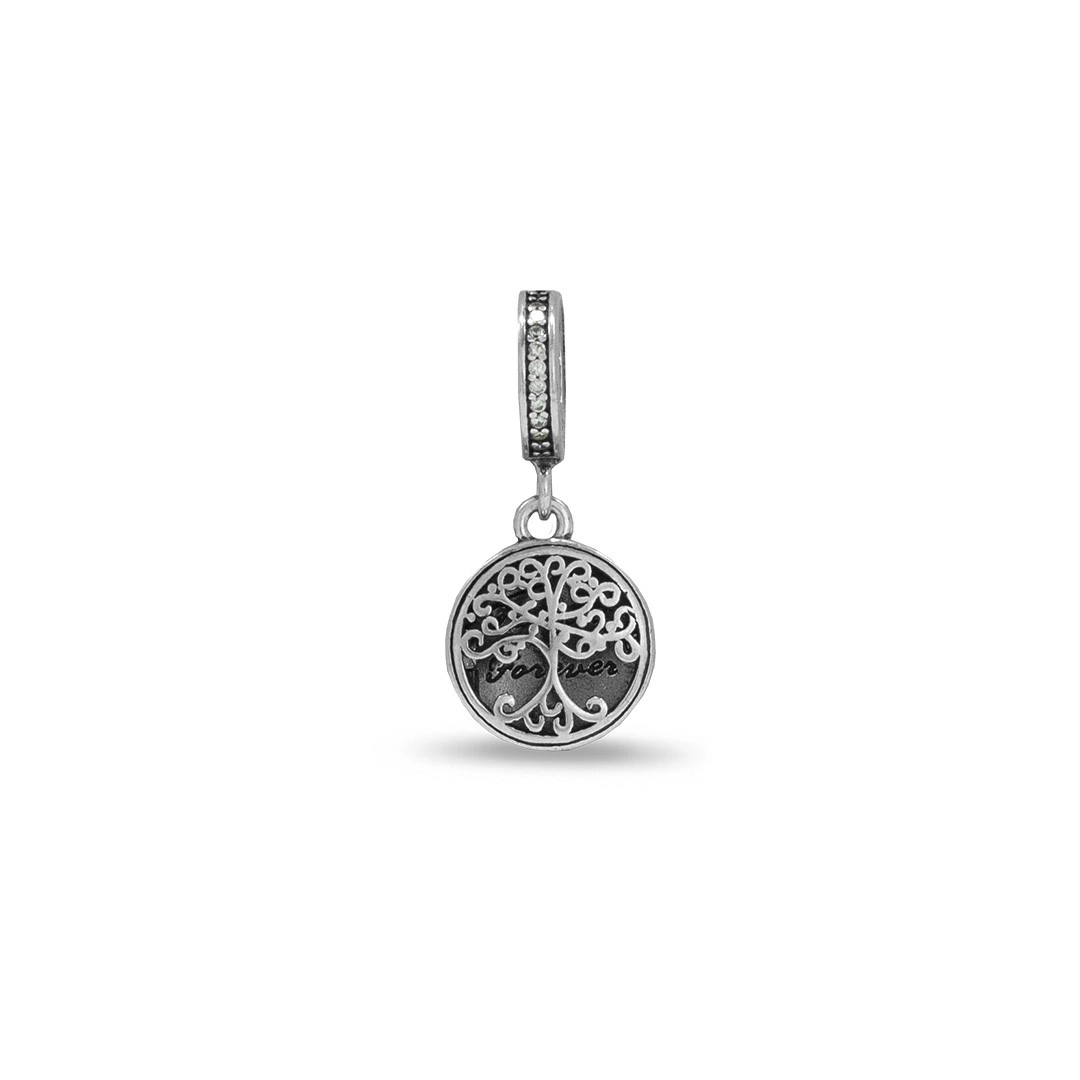 Berloque de Prata Symbol Estilo Relicário Àrvore da Vida com Zircônia Cristal