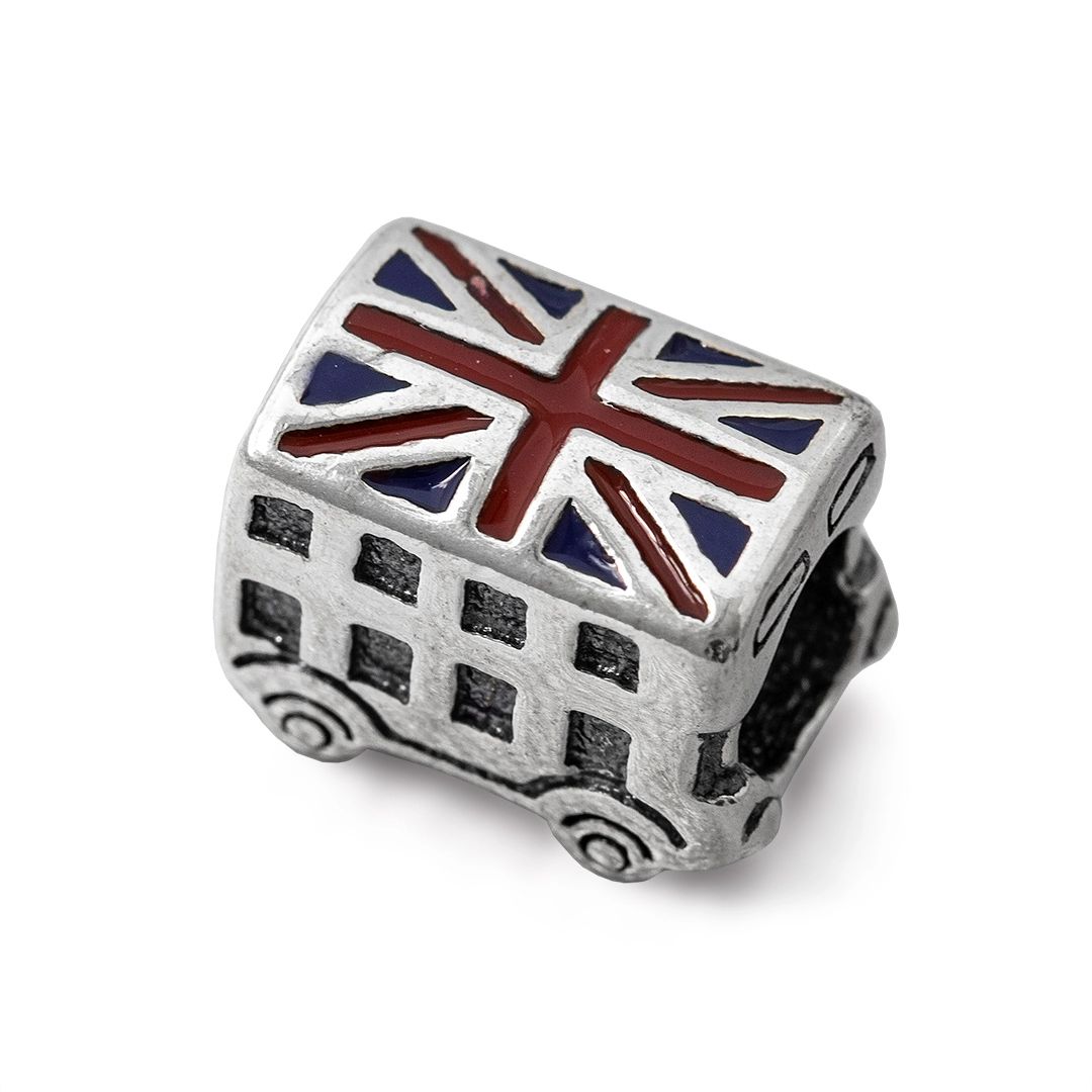 Berloque de Prata Symbol Ônibus Inglês Esmaltado