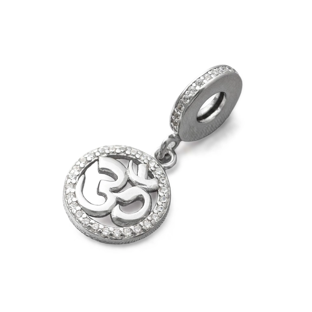 Berloque de Prata Symbol Símbolo do OM com Zircônias Cristal