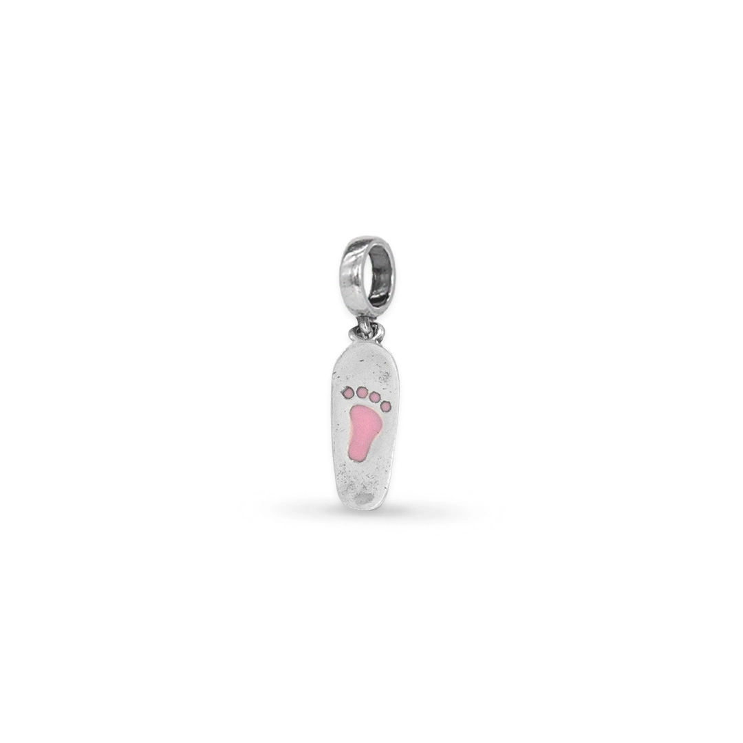 Berloque de Prata Symbol Skate com Pé Esmaltado Rosa