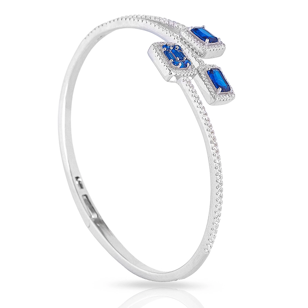 Bracelete de Prata Blend Collection Articulado com Zircônias Safira e Cristal