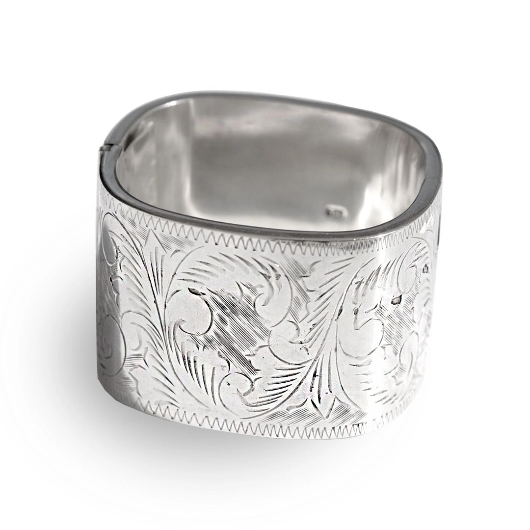 Bracelete de Prata Espelhado e Trabalhado