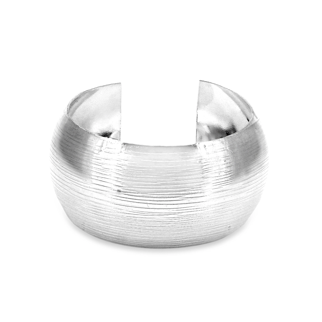Bracelete de Prata Leve Abaulado com Trabalhado 