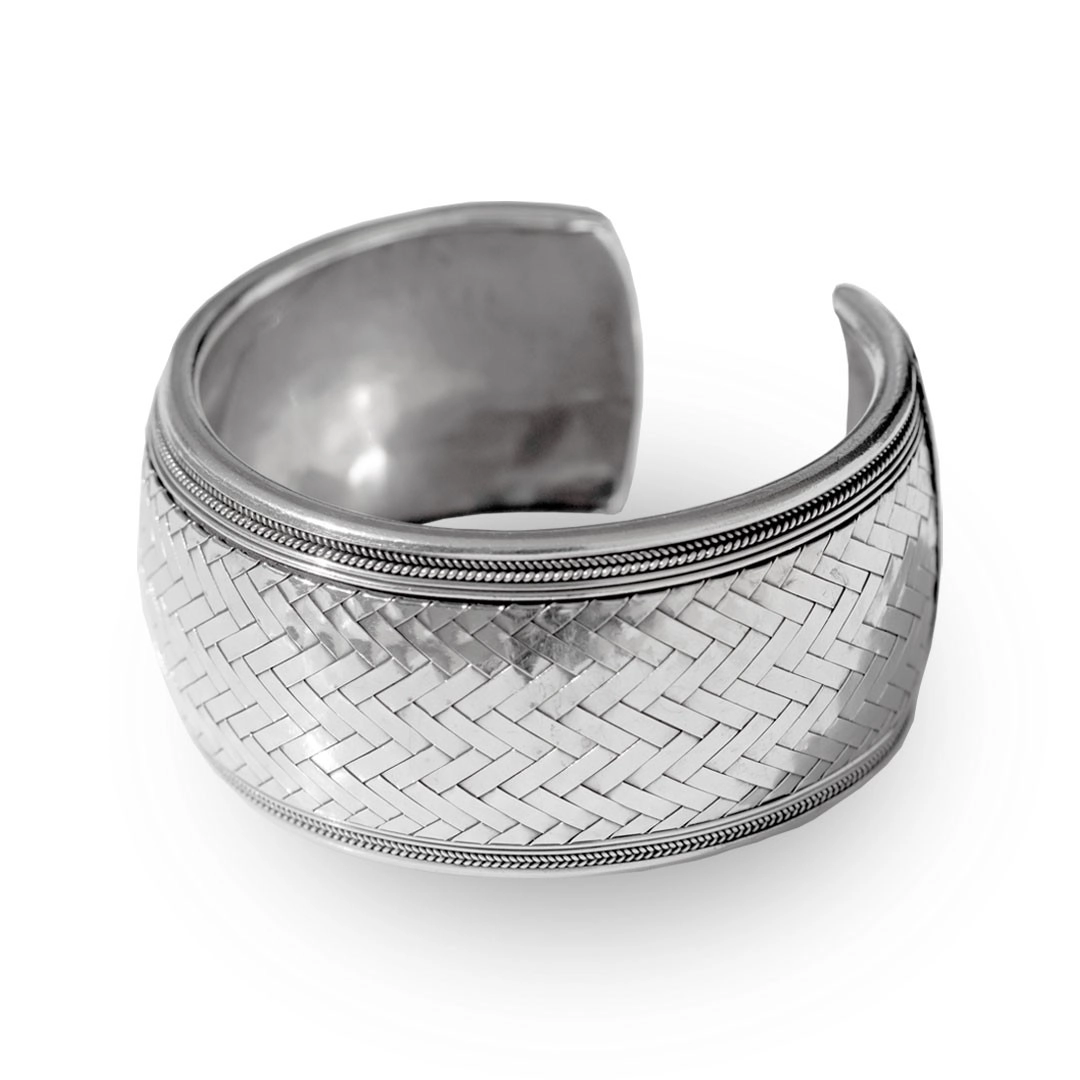 Bracelete de Prata Trançado Envelhecido