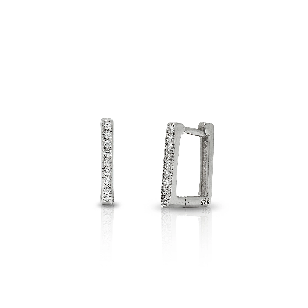 Brinco Blend Collection Prata 925 Clic Quadrado com Zircônias Cristal M