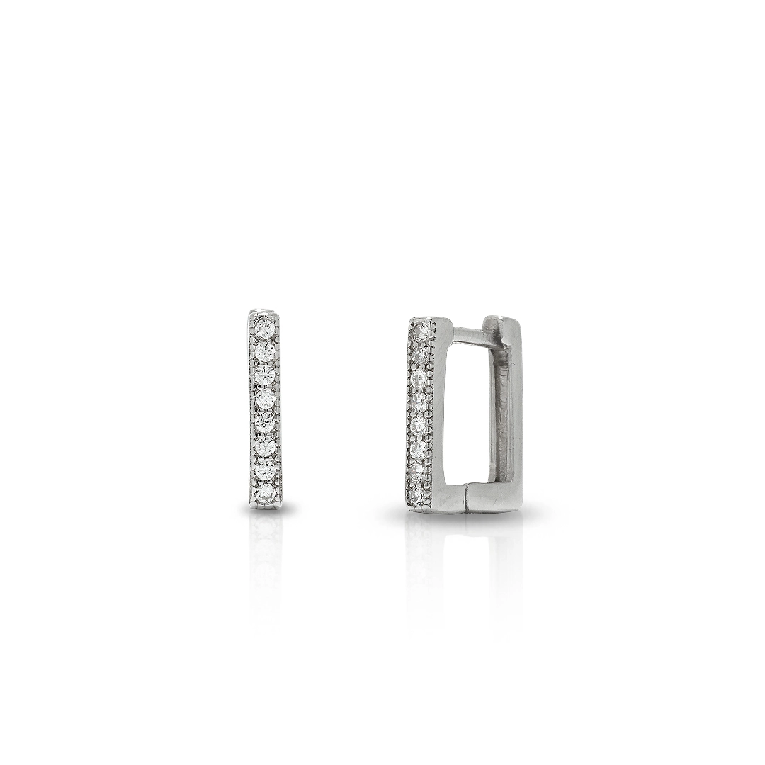 Brinco Blend Collection Prata 925 Clic Quadrado com Zircônias Cristal P